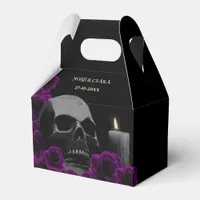 Gothic Skull and Purple Roses Halloween Wedding Favor Boxes