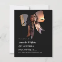 Black photo bow elegant Quinceanera invitation