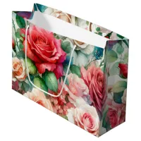 Whimsical Rose Pattern Large Gift Bag