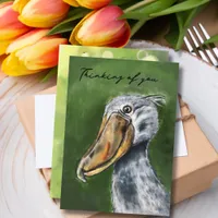 Elegant Watercolor Stork Thinking of You Flat Card