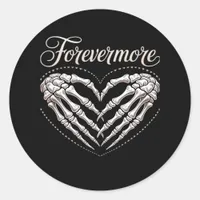 More Skeleton Hands Heart Gothic Halloween Classic Round Sticker