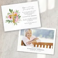 Floral Cross Photo Sympathy Funeral Memorial Thank You Card