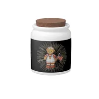 Vintage Nurse Bear with Modern White Fireworks Candy Jar