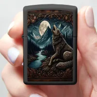 Wolf's Moonlight Serenade Zippo Lighter