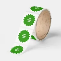 Your Message Simple Green Starburst  Classic Round Sticker