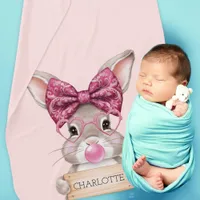 Personalized Easter Bunny Fleece Blanket for Kids