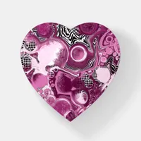Pink, Magenta and Black Fluid Art Pour Painting   Paperweight