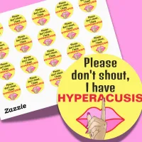 Hyperacusis be quiet silence noise classic round sticker