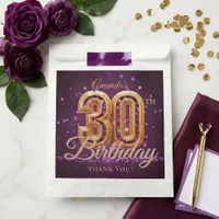 Elegant Purple Gold 30th Birthday Party Thank You Favor Bag