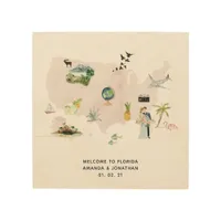 Watercolor Florida USA Destination Wedding Welcome Wood Wall Art