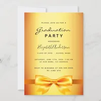Graduation party gold bow girl invitation
