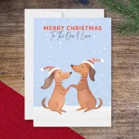 One I Love Merry Christmas Dachshunds Sausage Dogs Holiday Card