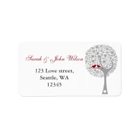 whimsy tree red lovebirds return address label