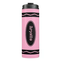 Custom Name Carnation Pink Crayon Drink Tumbler