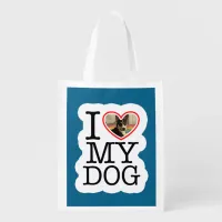 I Love My Dog Personalized  Grocery Bag