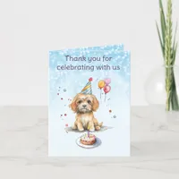 Cute Puppy with Party Hat Birthday Thank You Card