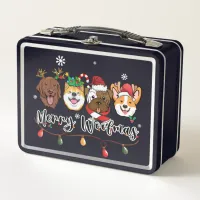 Merry Woofmas Typography Metal Lunchbox