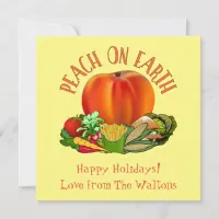 Peach on Earth Funny Christmas Pun Holiday Card