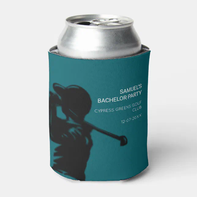 Black golfer Golfing Trip Bachelor Party minimal  Can Cooler