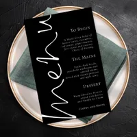 Stylish Script Simple Black Wedding Menu Poster