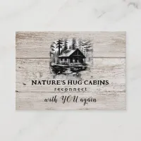 *~* AP49 Rustic Cabin Sketch Wood Planks QR Business Card