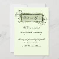 Green Abstract Floral Marriage Announcement