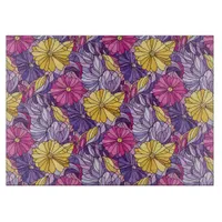 Stained Glass Abstract Purple Yellow Pink Cutting Board