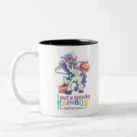 Spooky Rainbow Spell Halloween Unicorn Witch Two-Tone Coffee Mug