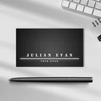 Simple Modern Minimalist Black Metal  Business Card