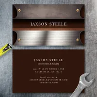 Dark Brown and Steel Industrial  Business Card