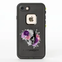 Vintage Gothic Pink and Purple Roses Skull