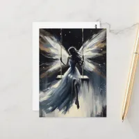 Fairy on a Swing in White Dress Postcard