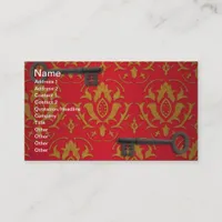 Vintage Red Wallpaper and Keys Business Card