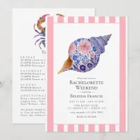 Floral Seashell Coastal Beach Bachelorette Weekend Invitation