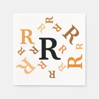 Paper Napkin - Jumbled Letters in Brown and Orange