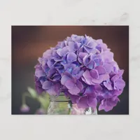 Purple Hydrangea in Mason Jar Photograph Postcard