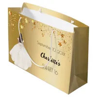 Sweet 16 gold stars ivory dress large gift bag