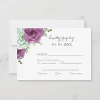 watercolor succulent plum roses wedding rsvp