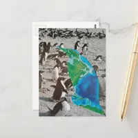 Surreal Penguins wildlife collage Postcard