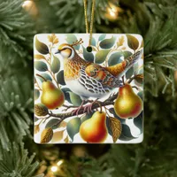 A Partridge in a Pear Tree Personalized Christmas Ceramic Ornament