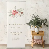 Poinsettia Christmas Party Welcome Sign Banner