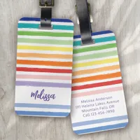 Rainbow Stripe Monogram Luggage Tag