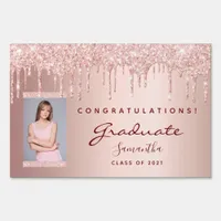 Graduation party photo rose gold pink sign