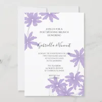 Purple Daisies on White Post Wedding Brunch Invitation