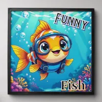 Funny Fish | Cute Cartoon Kid's Nursery Art Peel And Stick Photo Tile