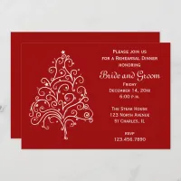 Red Christmas Tree Winter Wedding Rehearsal Dinner Invitation