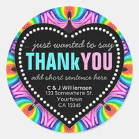 Groovy Happy Neon Fun Thank You Round Sticker