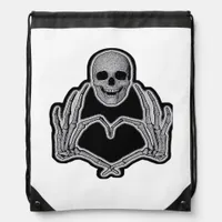 Skeleton Heart Hands Clean Graphic Mood Drawstring Bag