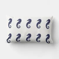 Pillow (lumbar) - Sea Horses (Navy Blue)