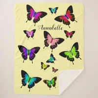 Wonderful Vivid Butterflies with Name Personalize Sherpa Blanket